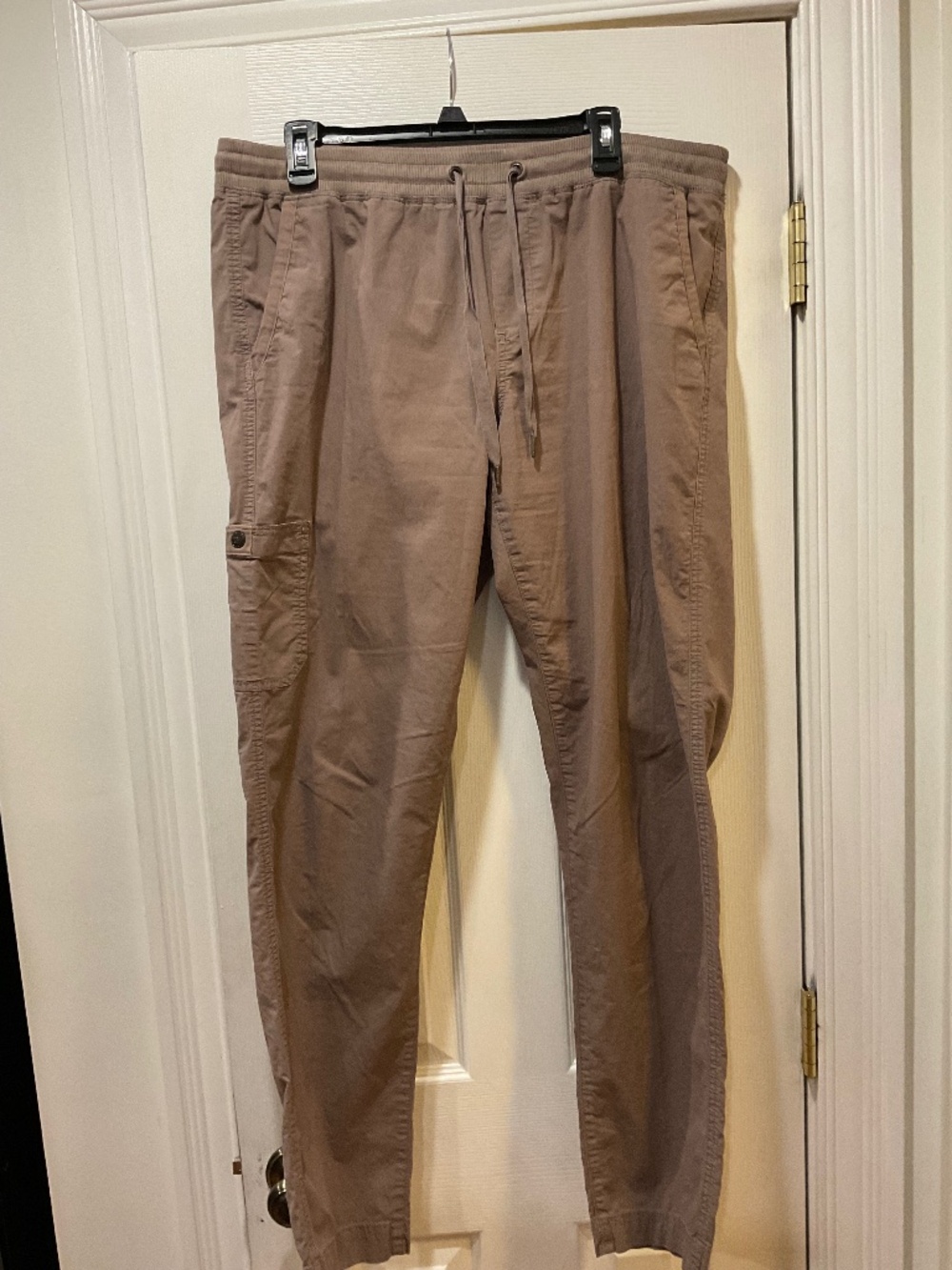 L.L. Bean Taupe Drawstring Utility Pants Casual Travel Pants. Size: L. Pre Owned